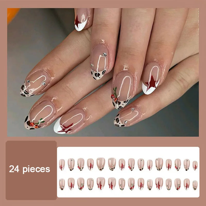 Short Fake Nails for Gluing Ready for Girls Nails Press on Ready-made Artificial Nails Press on Fingernails To Stick on CDJ03