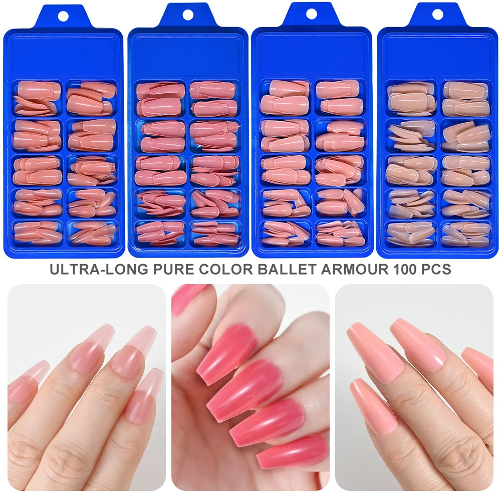 100Pcs Milk White Press On Nails Medium Square Gel False Nails Full Cover Reusable & Natural Acrylic Fake Nails Tips Fingernails
