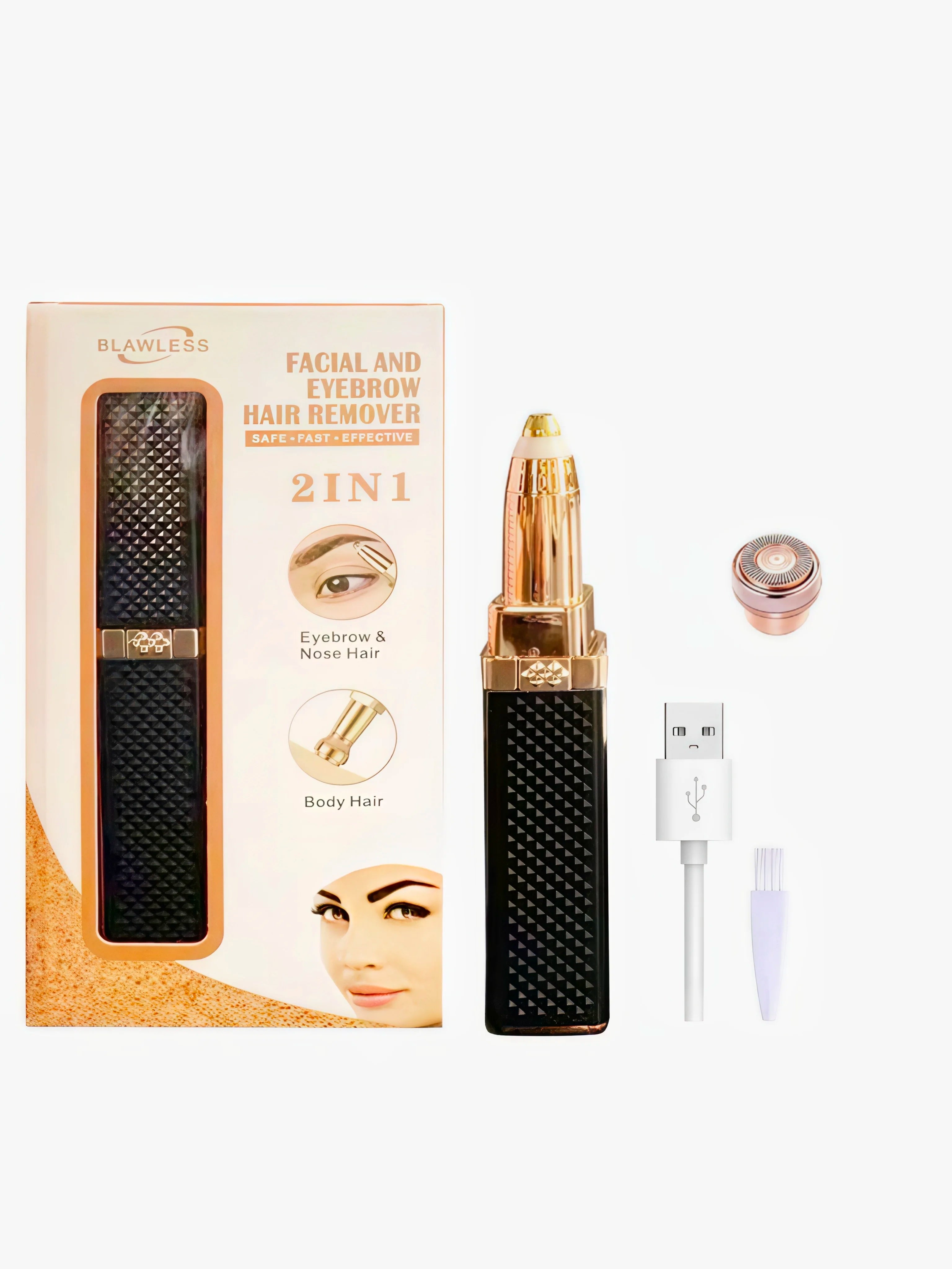 2-in-1 women's electric eyebrow trimmer USB charging portable epilator bikini painless razor female body facial eyebrow trimmer