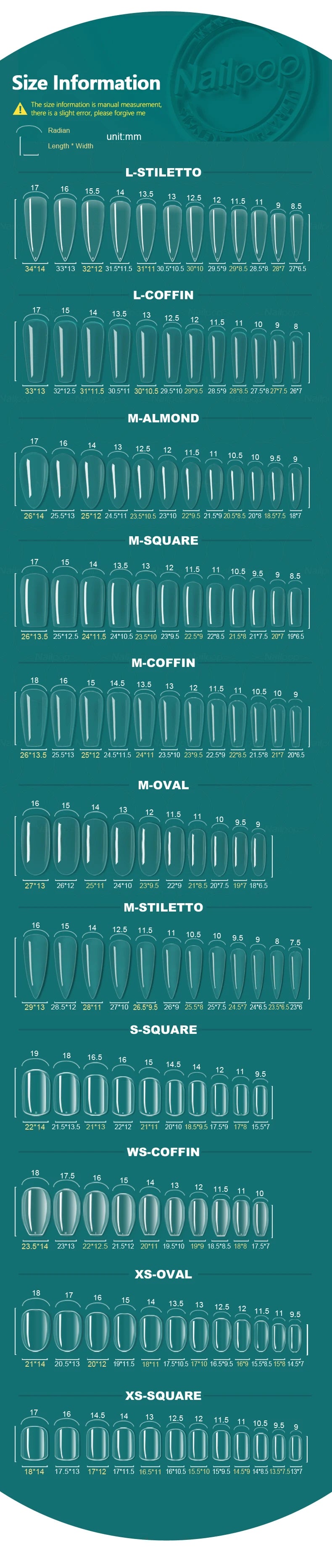 Nailpop 600pcs PRO Fake Nails Full Cover False Nail Tips Acrylic Nail Capsules Professional Material Finger Soak Off Gel Tips