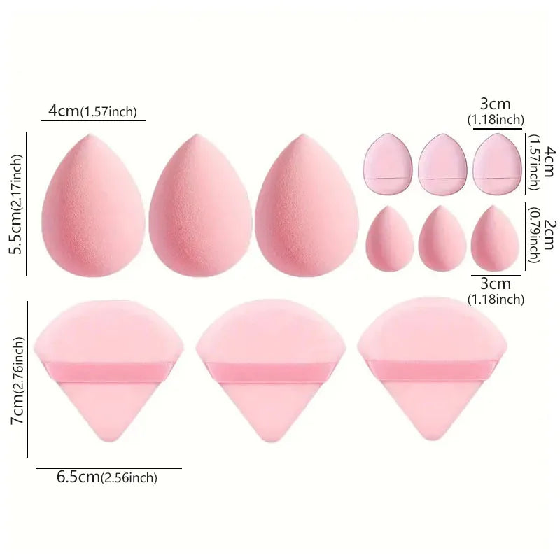 Solid color 12PCS makeup sponge set, loose powder and finger catching Thumb Puff Cotton Mini Powders Puffs Soft Makeups EggsSets