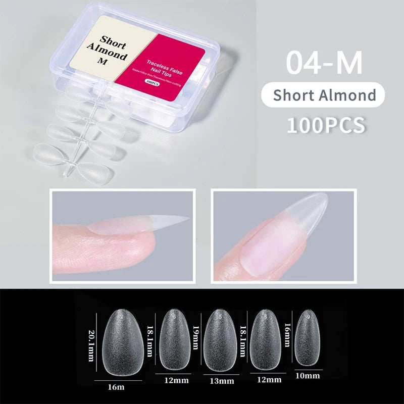300pcs/box Transparent Fake Nail Acrylic Tips Soft Gel Full Matte Finish Nail Gel French Ballerinas Capsules Press On  Tips