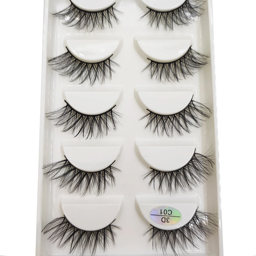 15 Style 5 Pairs 3D Eyelashes Natural False Eye Lashes Thick Faux Mink Lashes Soft Fake Eyelash Wispy Makeup Cilios