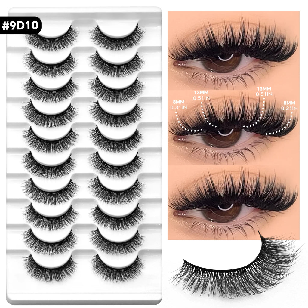 VELTRINAY False Lashes Cat Eye Eyelashes Faux Mink Fluffy Lashes Wispy Fake Eyelashes Thick Strips Lashes Makeup