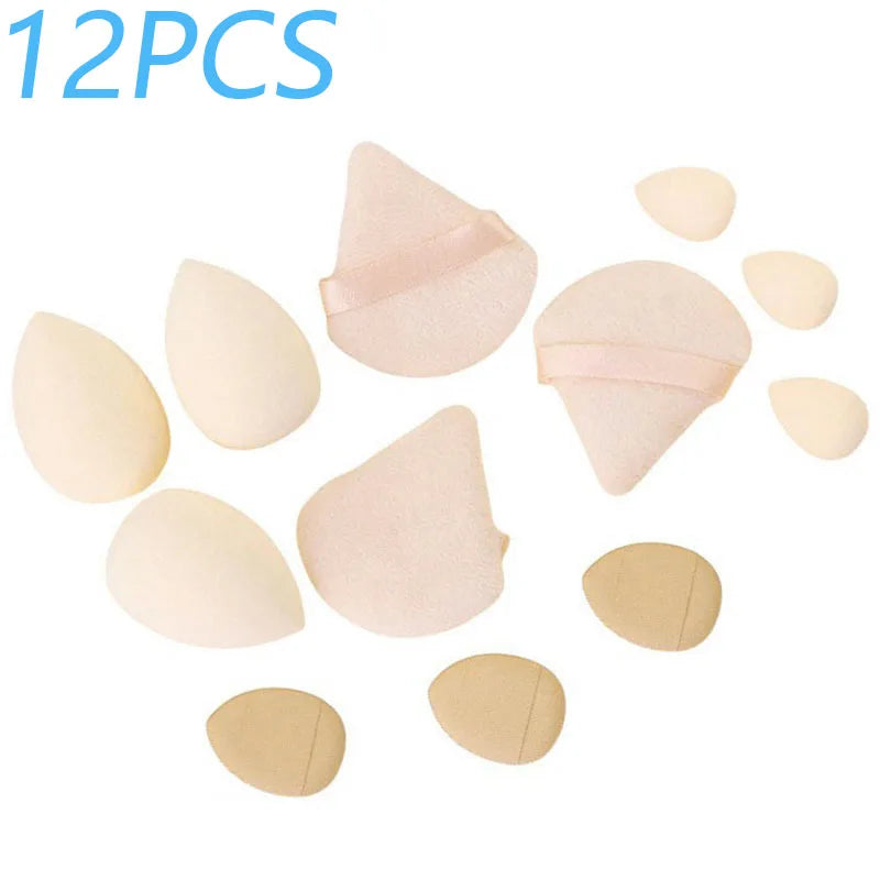 Solid color 12PCS makeup sponge set, loose powder and finger catching Thumb Puff Cotton Mini Powders Puffs Soft Makeups EggsSets