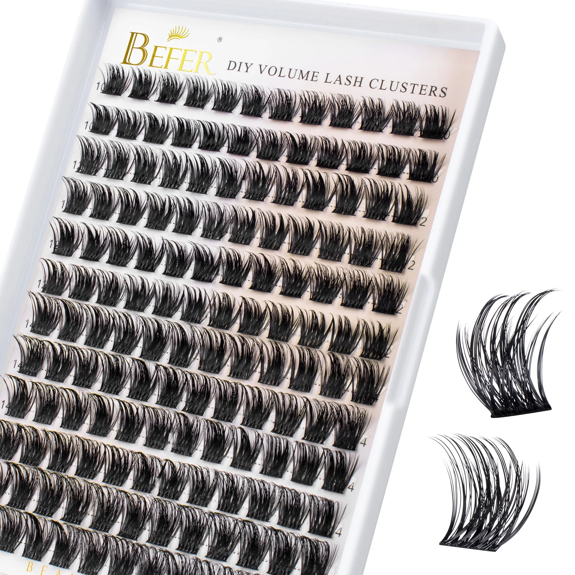 BEFER Cluster Lashes D Curl DIY Eyeslash Extension Lash Cluster Fluffy Volume Individual Natural False Eyelashes Clusters