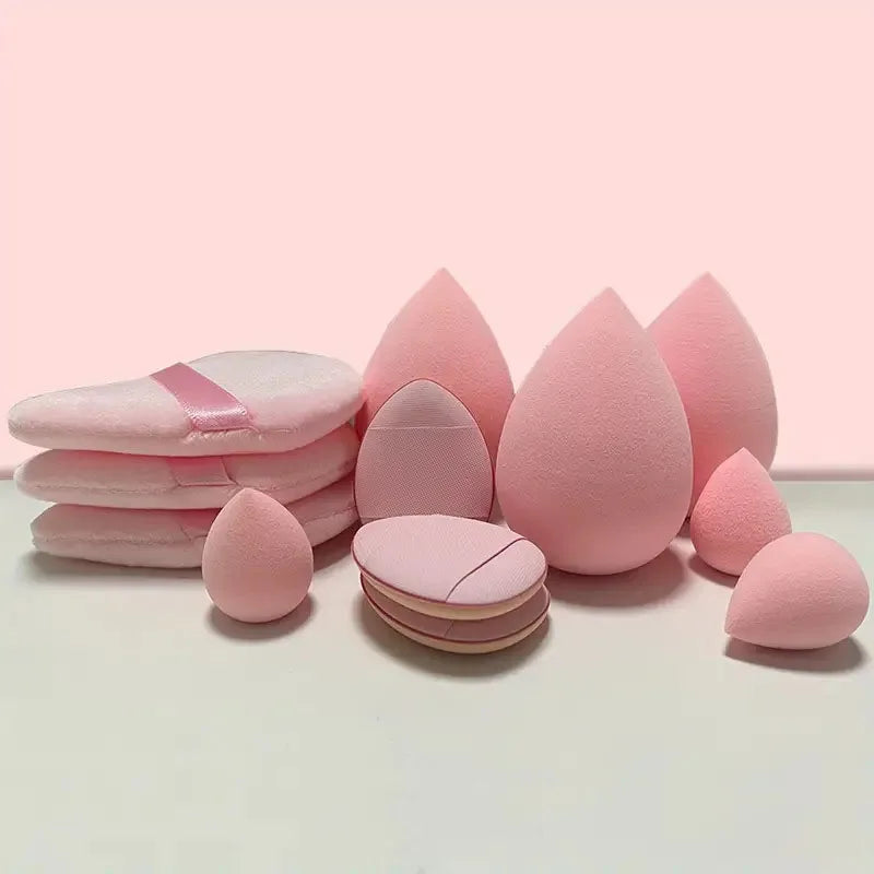 Solid color 12PCS makeup sponge set, loose powder and finger catching Thumb Puff Cotton Mini Powders Puffs Soft Makeups EggsSets