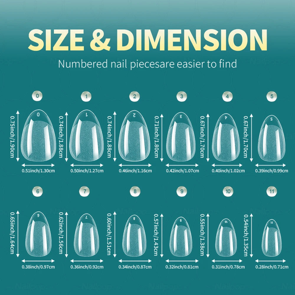 Nailpop 600pcs PRO Fake Nails Full Cover False Nail Tips Acrylic Nail Capsules Professional Material Finger Soak Off Gel Tips