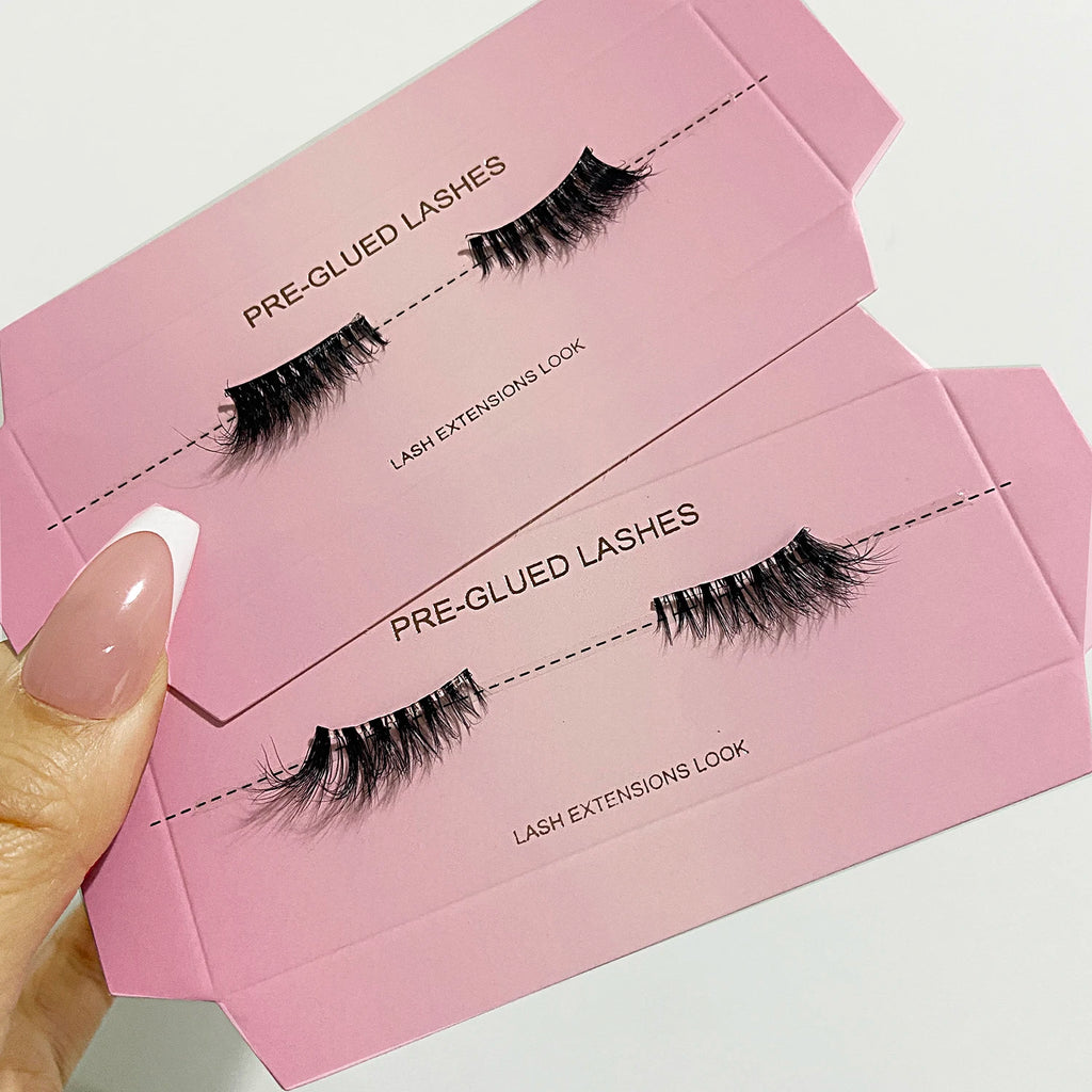 Self Adhesive Eyelashes Wide Glue Strip Press On Half Lashes Soft Clear Band Pre Glued False Eyelashes Reusable Cat Eye Lashes