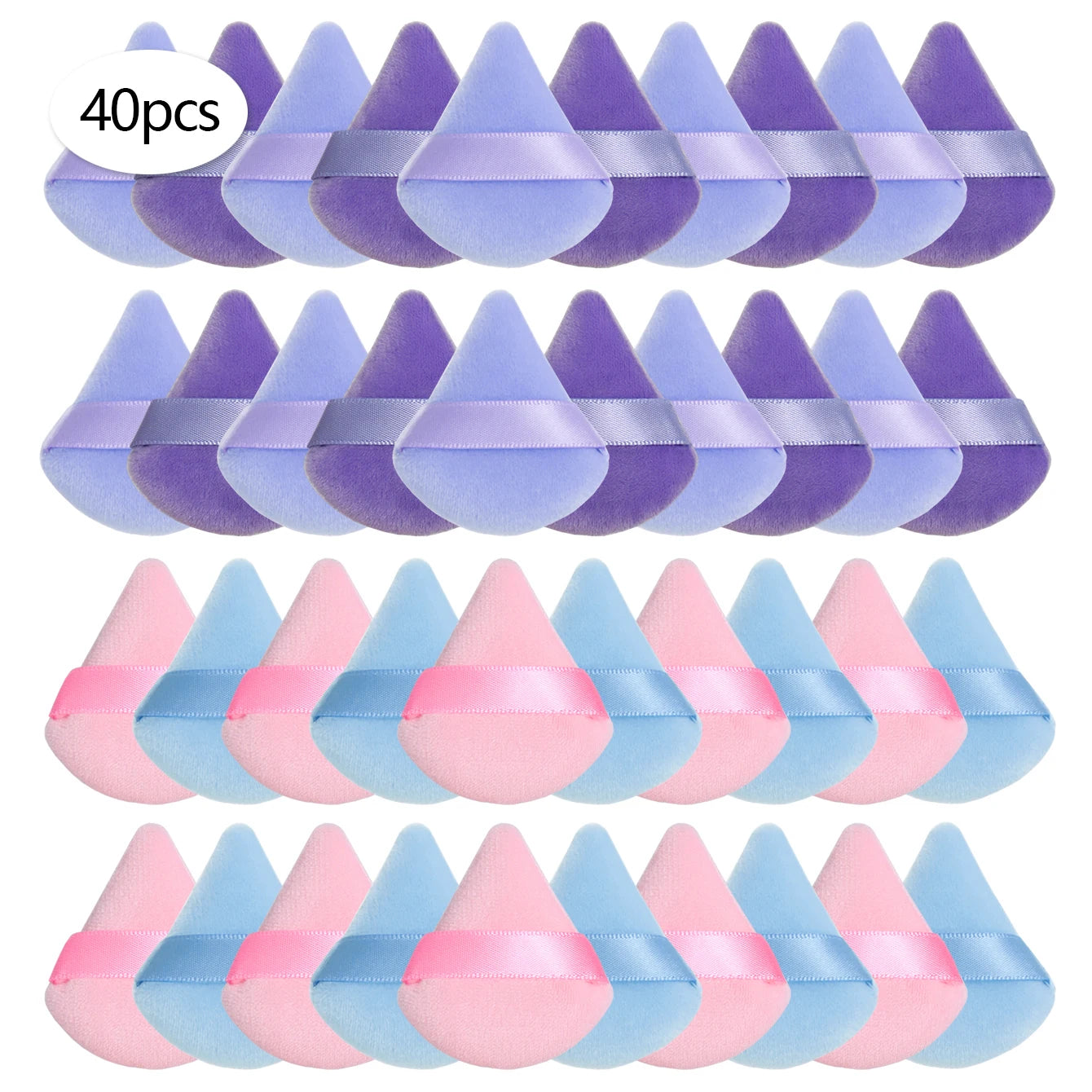 Mini Triangular Powder Puff 40-80Pcs, Apply Loose Powder by Gently Pressing It onto the Face to Achieve a Setting Effect