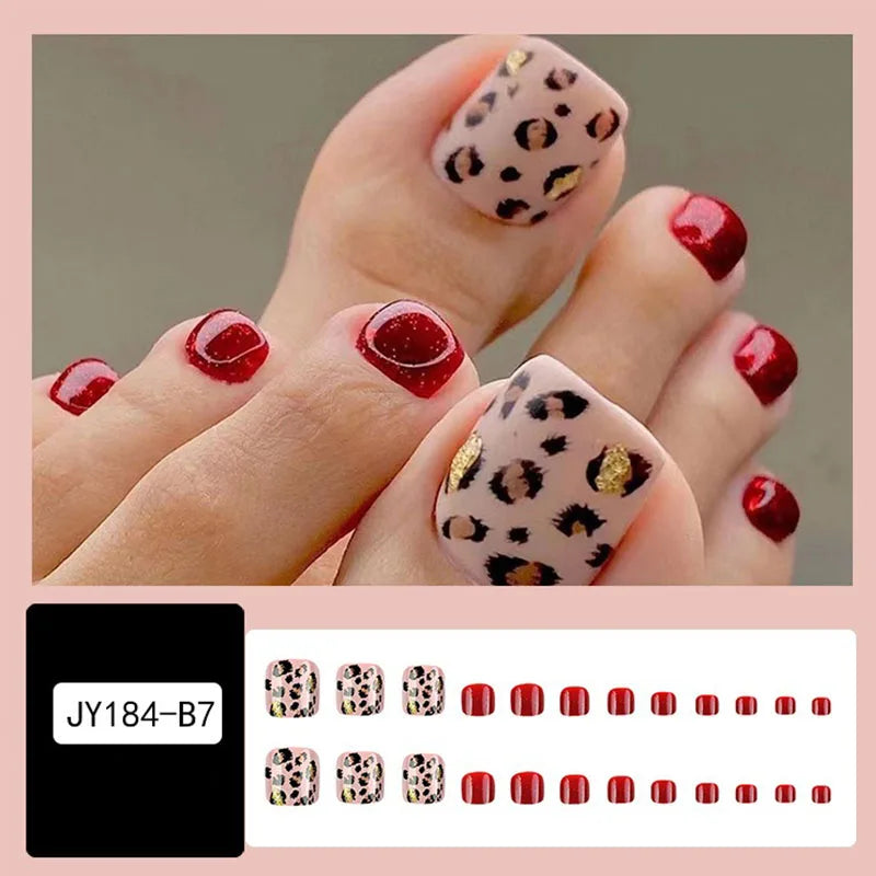 New 24 Pcs French Design Fake Toe False Nails on Legs False Nails Feet  Press on Toe Nails JZJCDJ02