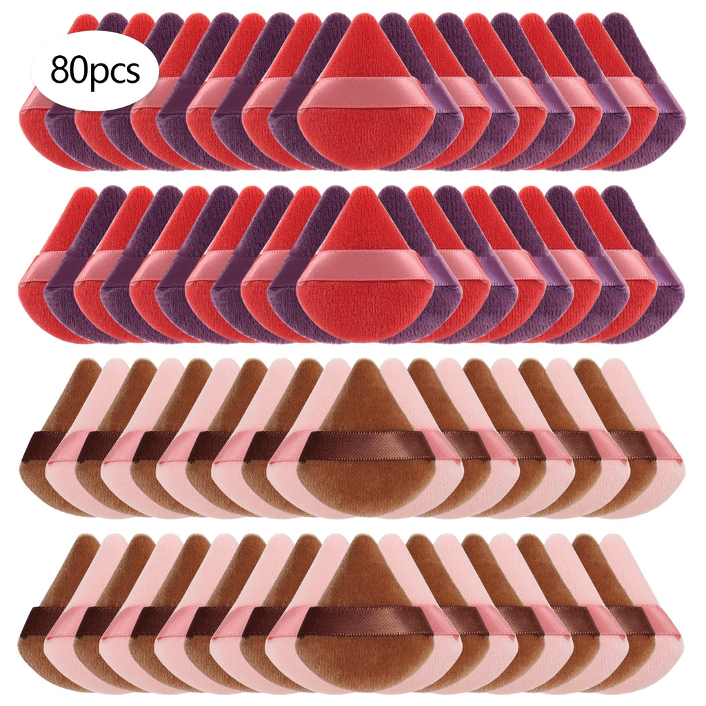 Mini Triangular Powder Puff 40-80Pcs, Apply Loose Powder by Gently Pressing It onto the Face to Achieve a Setting Effect