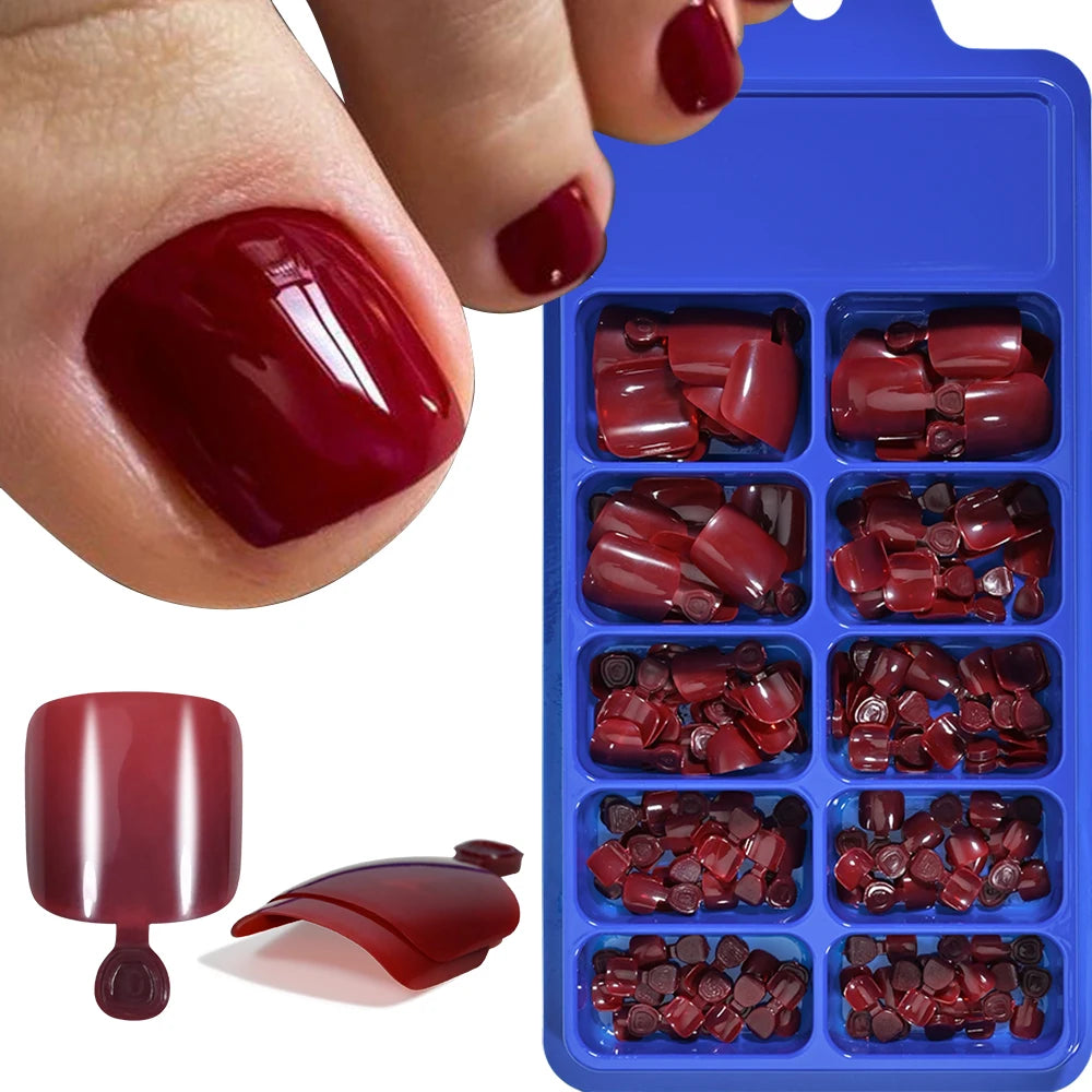 100/120Pcs Glossy Black White Press On Toenails Short Square Full Cover Fake Toe Nails Acrylic Toe False Tips Summer Manicure DI
