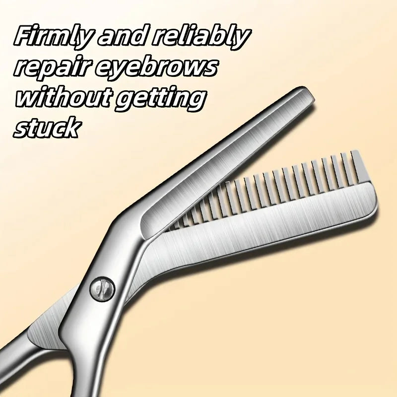 Stainless Steel Eyebrow Scissors with Comb -Hypoallergenic One-Piece Design,Sharp Blades & Ergonomic Handle for Precise Trimming