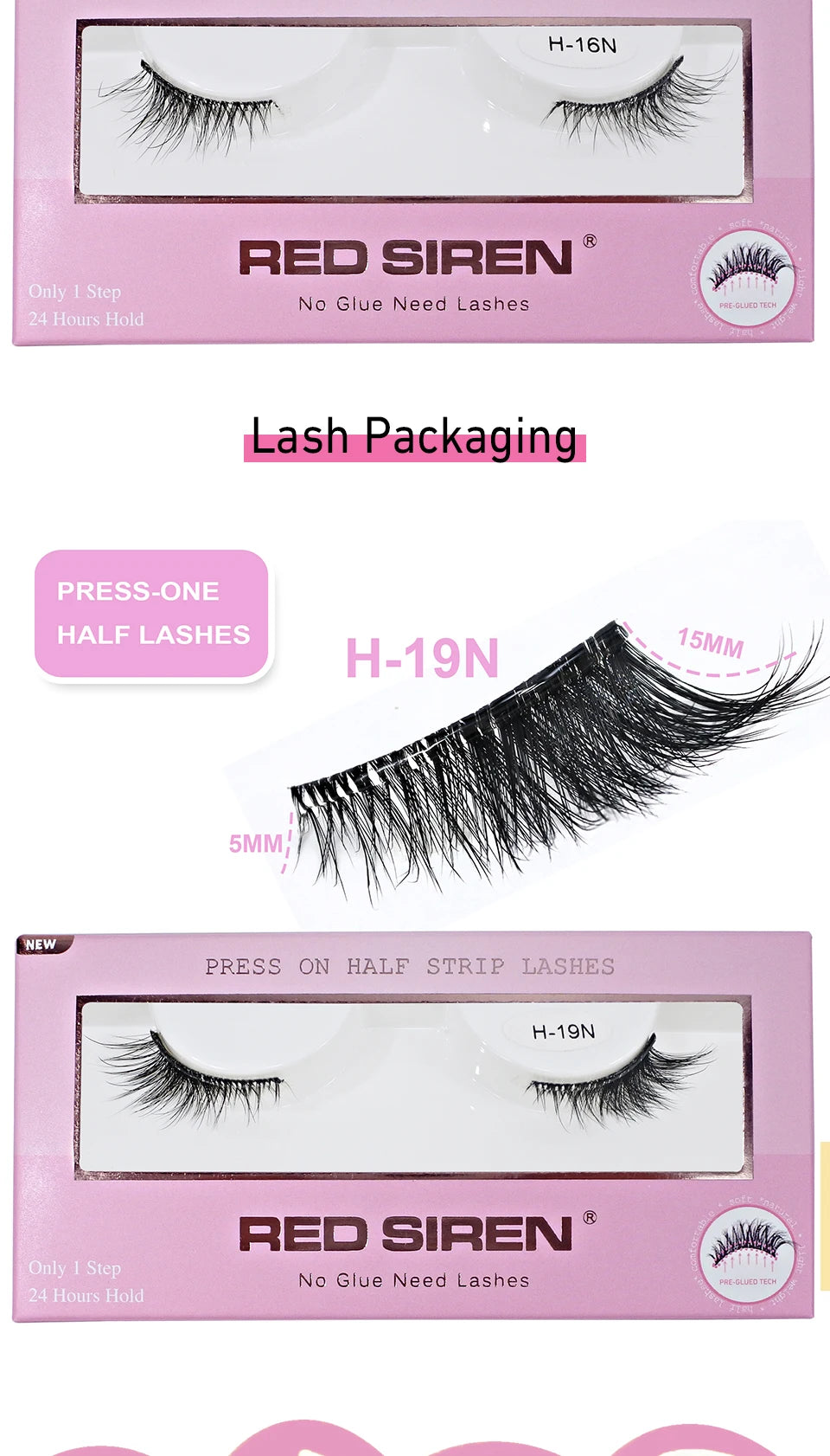 Self Adhesive Eyelashes Wide Glue Strip Press On Half Lashes Soft Clear Band Pre Glued False Eyelashes Reusable Cat Eye Lashes