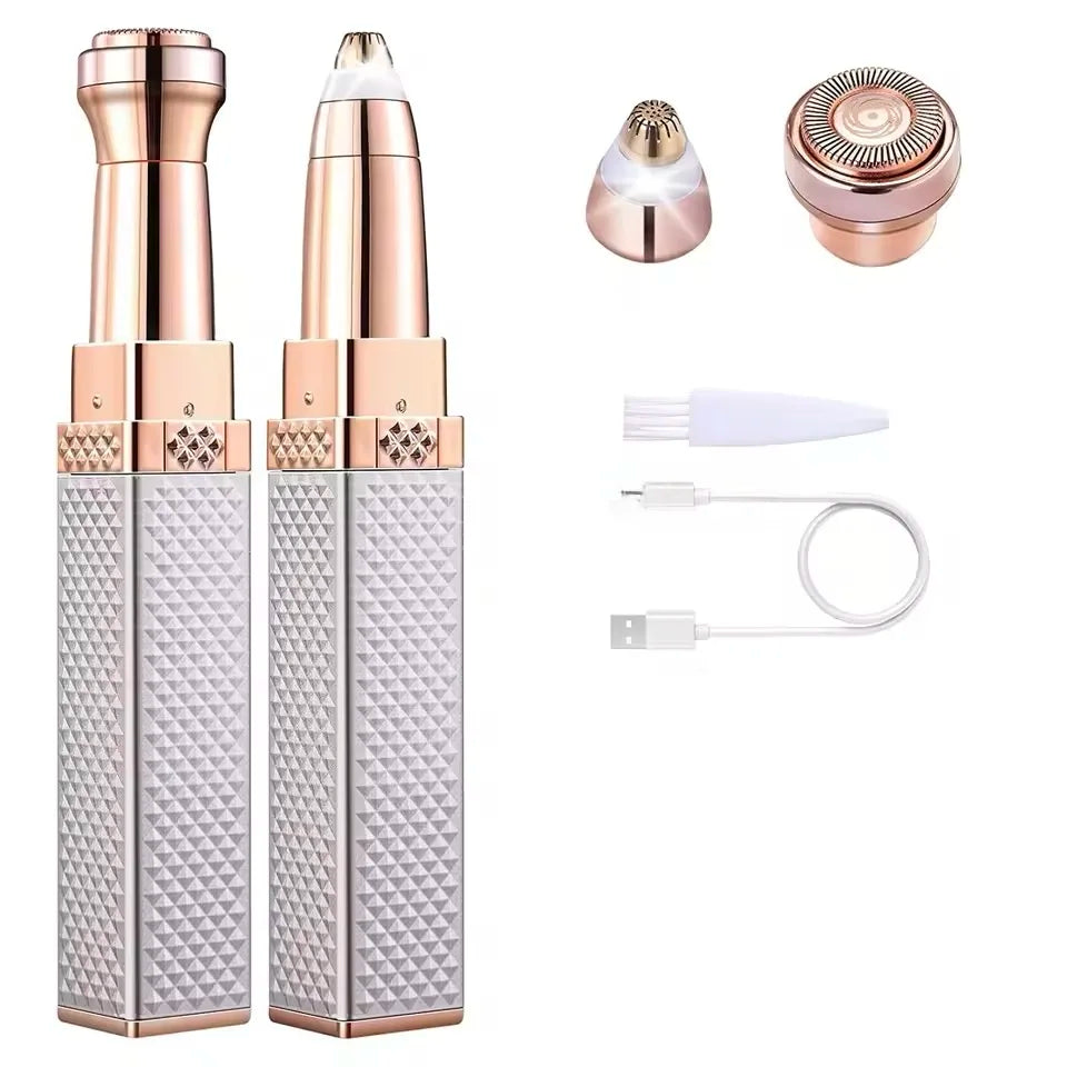 2-in-1 women's electric eyebrow trimmer USB charging portable epilator bikini painless razor female body facial eyebrow trimmer