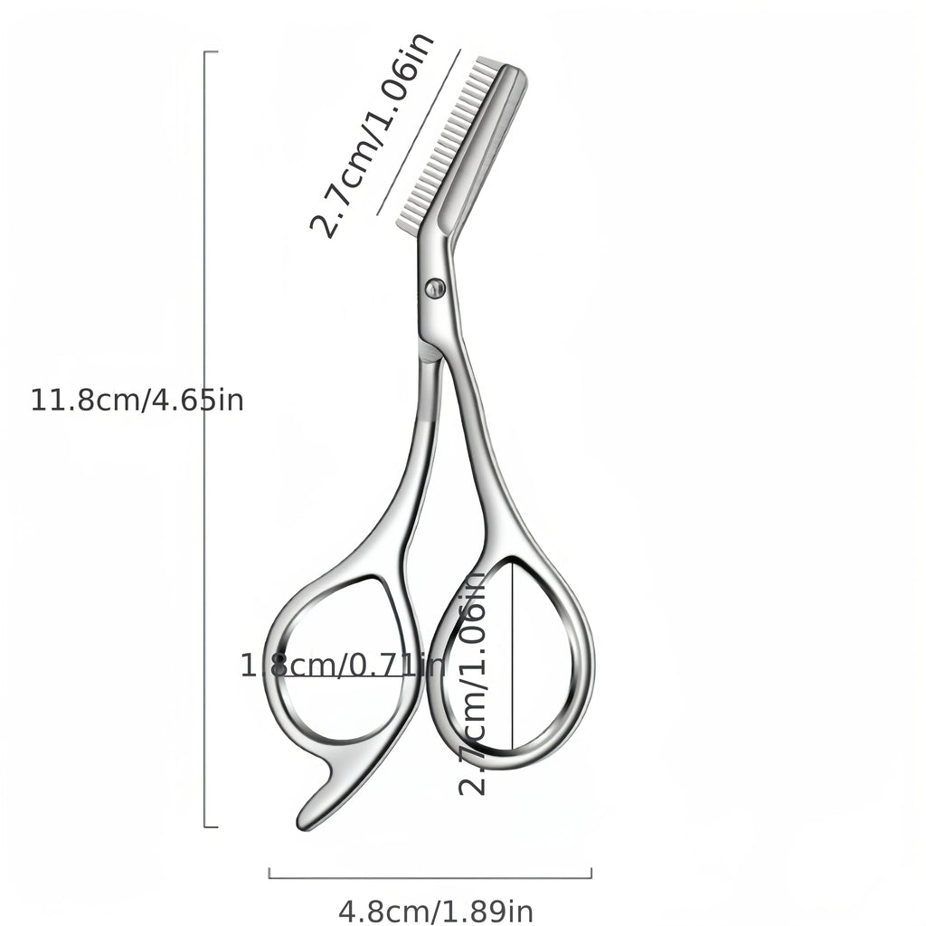Stainless Steel Eyebrow Scissors with Comb -Hypoallergenic One-Piece Design,Sharp Blades & Ergonomic Handle for Precise Trimming