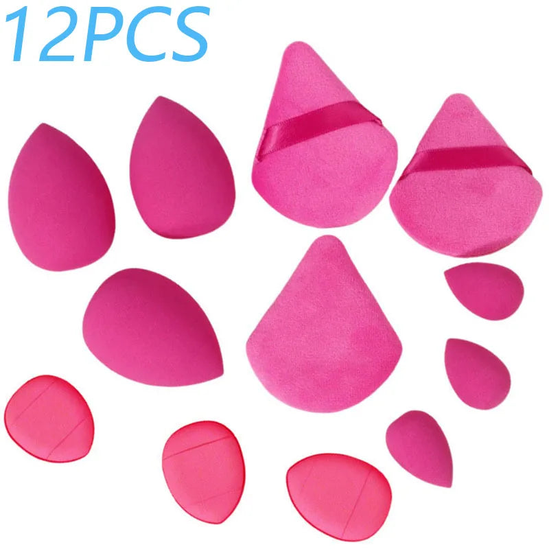 Solid color 12PCS makeup sponge set, loose powder and finger catching Thumb Puff Cotton Mini Powders Puffs Soft Makeups EggsSets