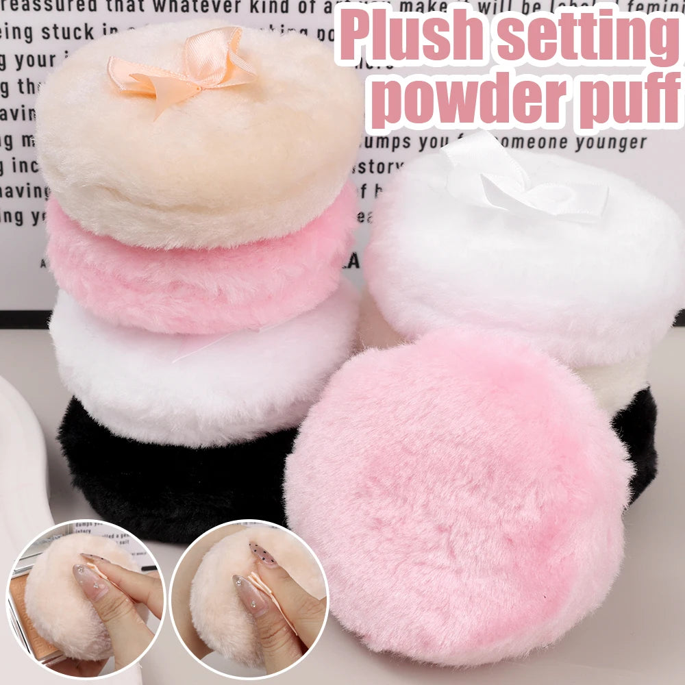 Plush Makeup Puffs Professional Butterfly Round Cosmetic Soft Plush Powder Puff Cute Bow Sponge Foundation Makeup Beauty Tools