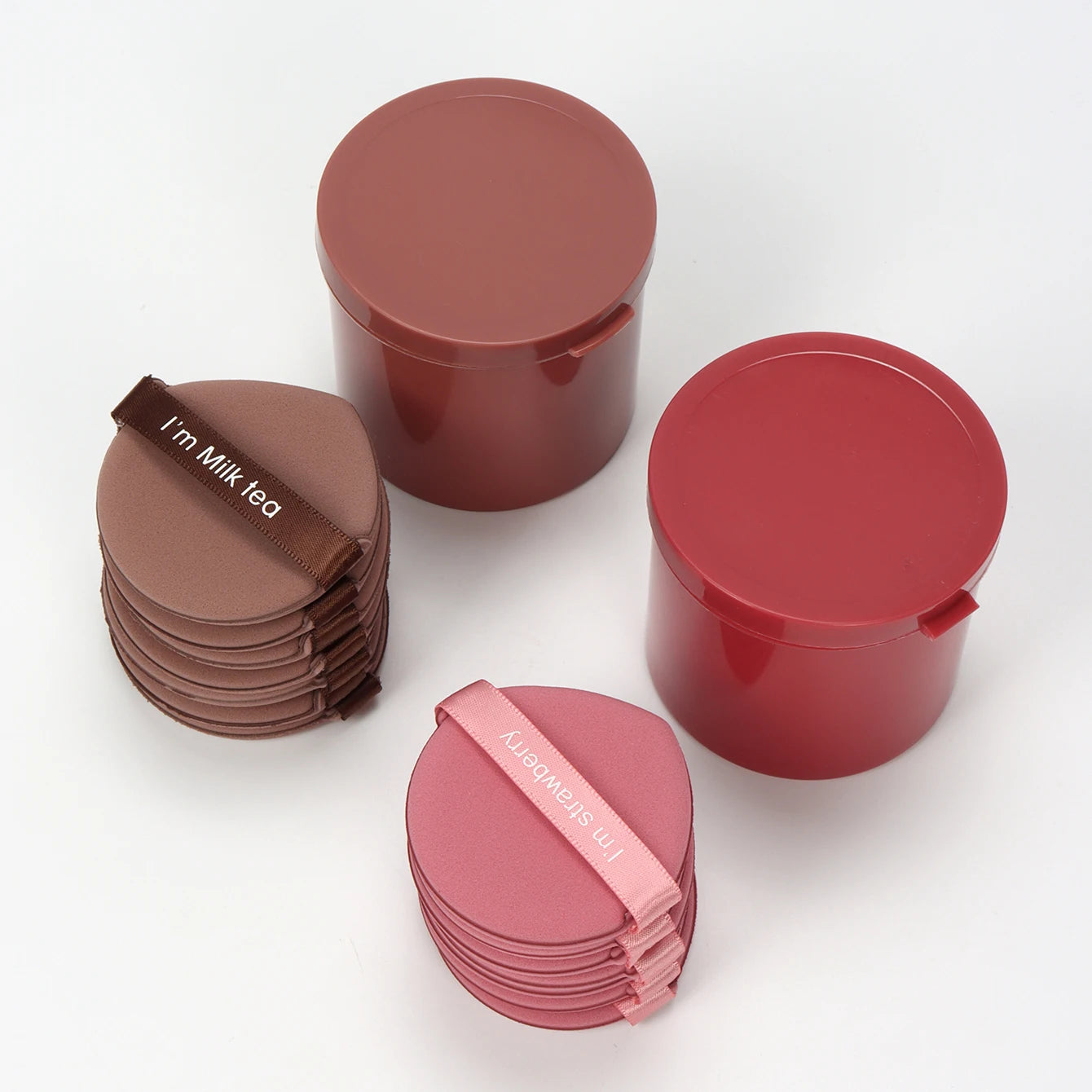 Karsyngirl 7Pcs/Box Strawberry Double-Side Cosmetic Puff Set Soft Makeup Sponge Powder Beauty Tools for Women