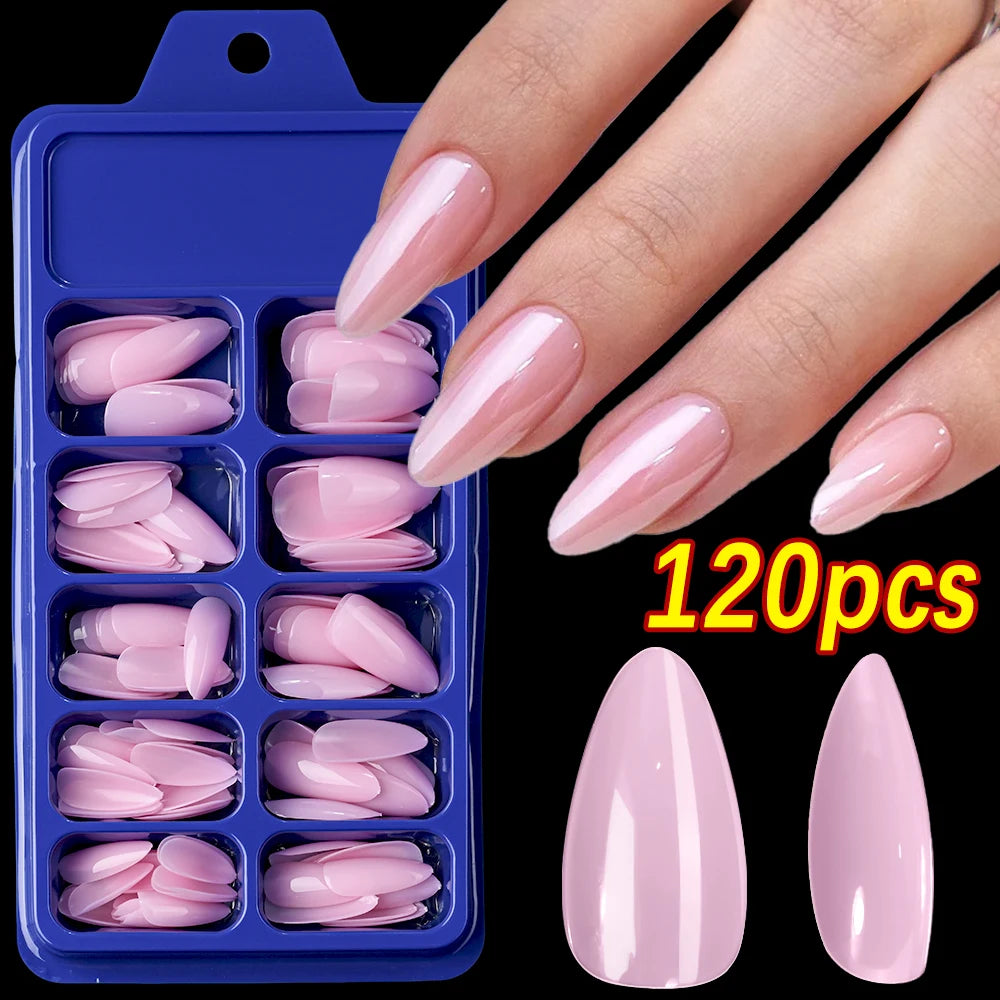 100Pcs Milk White Press On Nails Medium Square Gel False Nails Full Cover Reusable & Natural Acrylic Fake Nails Tips Fingernails