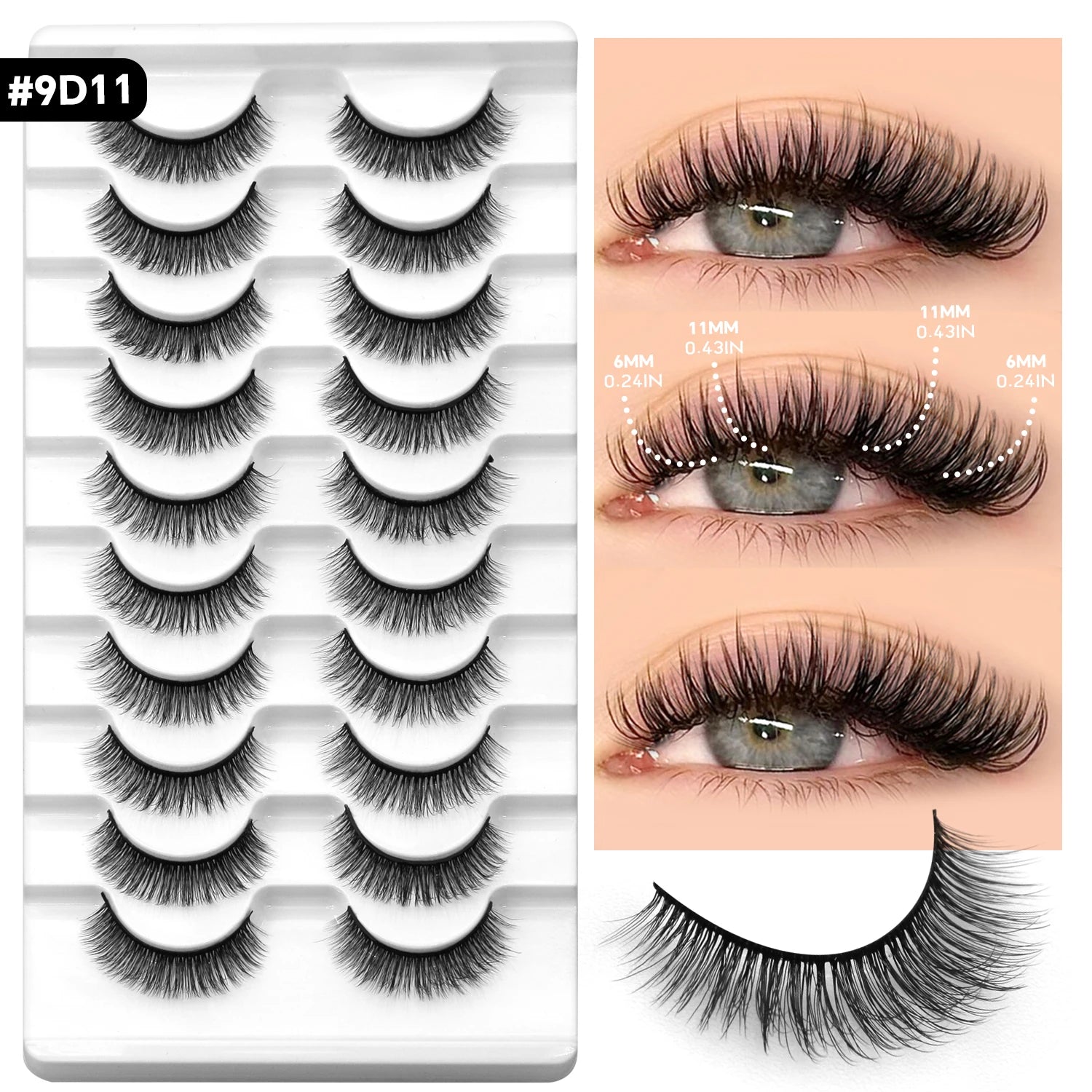 VELTRINAY False Lashes Cat Eye Eyelashes Faux Mink Fluffy Lashes Wispy Fake Eyelashes Thick Strips Lashes Makeup