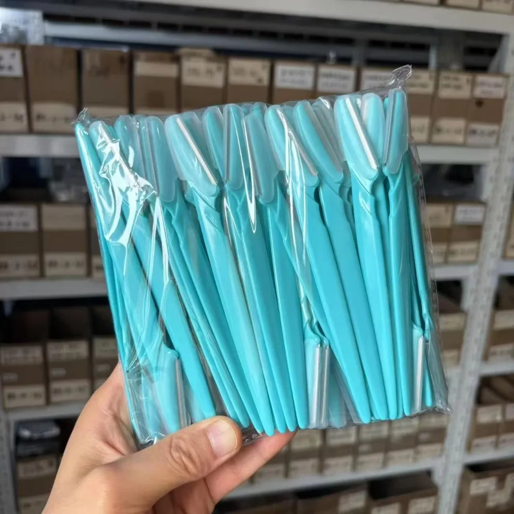 50/100pcs/bag Eyebrow Trimmer Knives Portable Face Razor Hair Remover Eye Brow Trimming Shaping Epilation Hair Shaver Blades