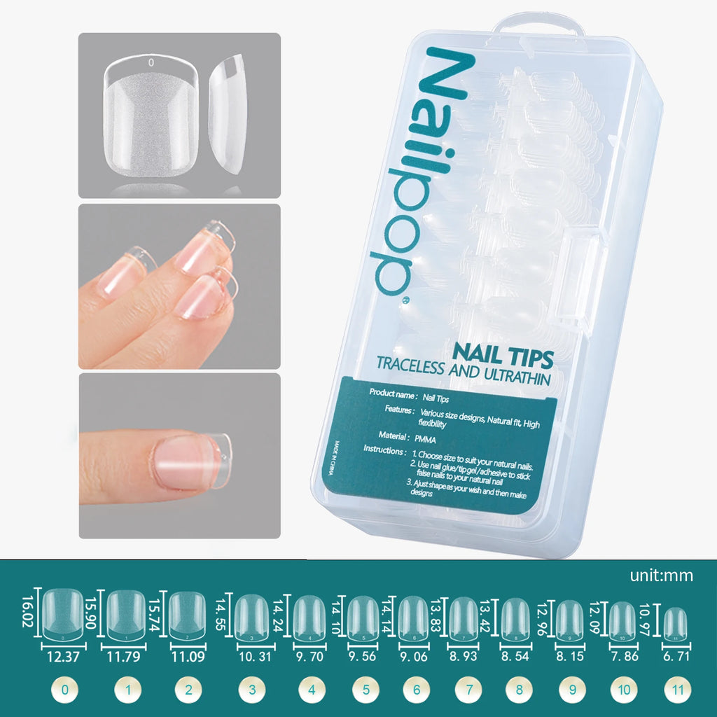 Nailpop 600pcs PRO Fake Nails Full Cover False Nail Tips Acrylic Nail Capsules Professional Material Finger Soak Off Gel Tips
