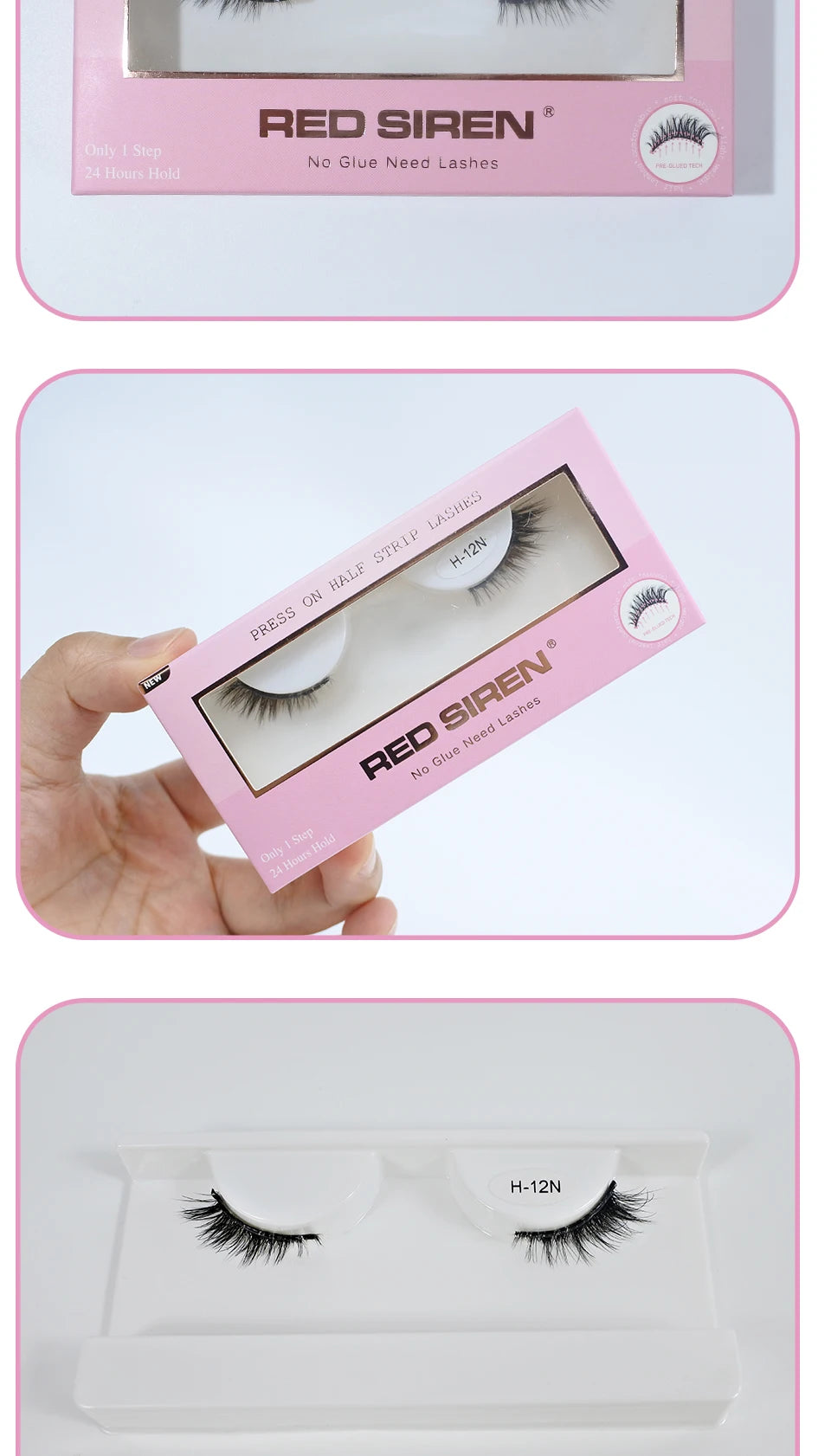 Self Adhesive Eyelashes Wide Glue Strip Press On Half Lashes Soft Clear Band Pre Glued False Eyelashes Reusable Cat Eye Lashes