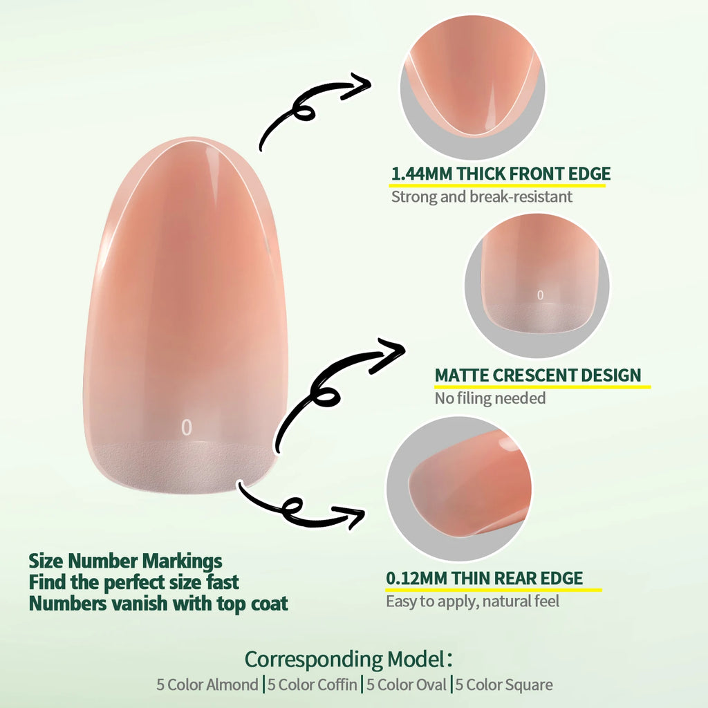 Nailpop 3-IN-1 Nude Natural Soft Nail Tips Set 140PCS Skin Tones Press on Nails Ultra-Fit Gel Nail Extensions Easy Manicure DIY