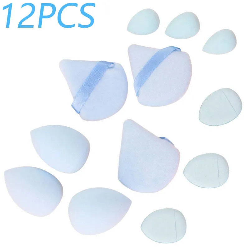 Solid color 12PCS makeup sponge set, loose powder and finger catching Thumb Puff Cotton Mini Powders Puffs Soft Makeups EggsSets