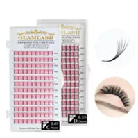 GLAMLASH 8D-W Shaped Eyelash Extension C/D/L/LU/M Premade Volume Fans Clover W Style Lashes False Mink Soft Easy Faning Natural