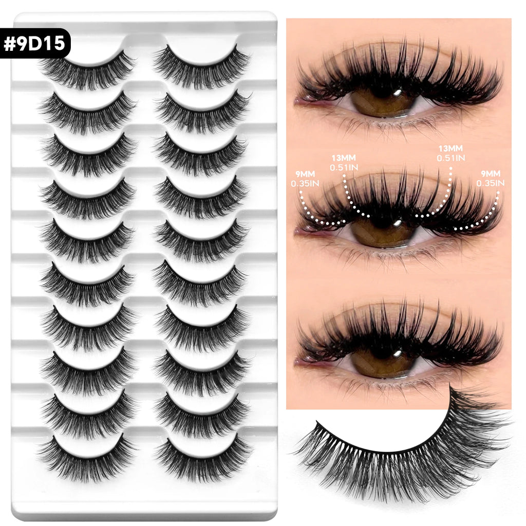 VELTRINAY False Lashes Cat Eye Eyelashes Faux Mink Fluffy Lashes Wispy Fake Eyelashes Thick Strips Lashes Makeup