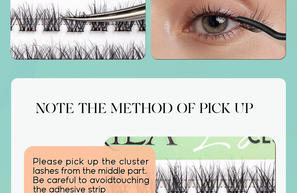 VYRILA Self Adhesive Eyelashes No Glue Needed Lashes 10‑16mm Pre Glued Cluster Lashes D Curl Soft Natural Press on Lashes