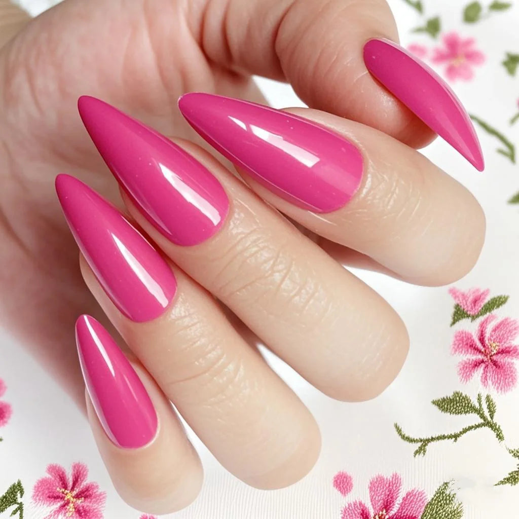 24Pcs Shiny Black False Nails With Jelly Glue Artificial Long Stiletto Fake Nail DIY Full Cover Finger Tips Manicure Tool