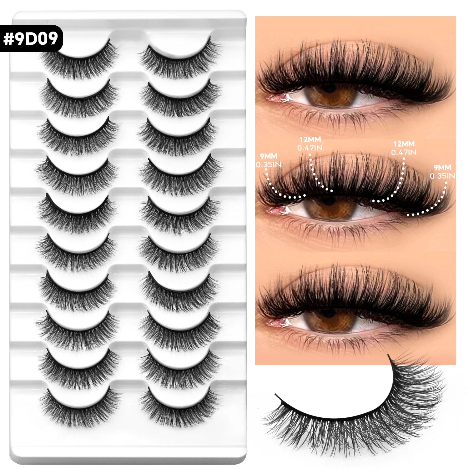 VELTRINAY False Lashes Cat Eye Eyelashes Faux Mink Fluffy Lashes Wispy Fake Eyelashes Thick Strips Lashes Makeup