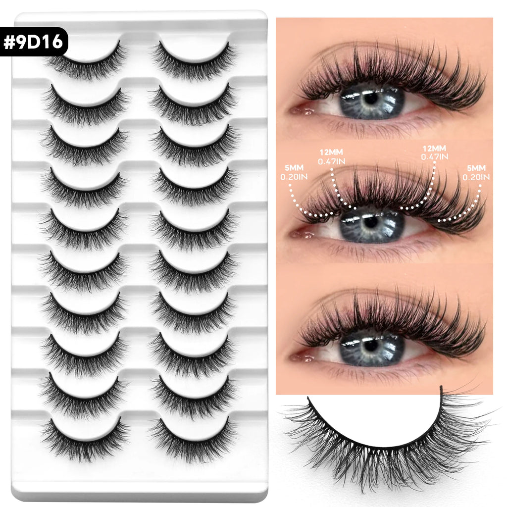 VELTRINAY False Lashes Cat Eye Eyelashes Faux Mink Fluffy Lashes Wispy Fake Eyelashes Thick Strips Lashes Makeup