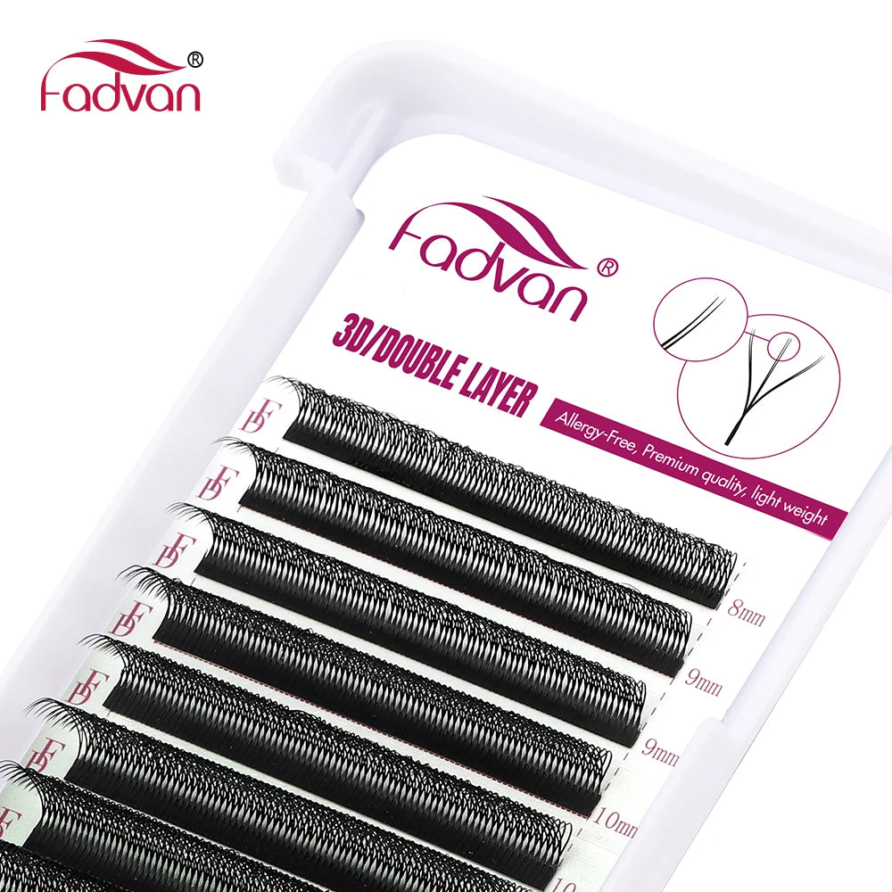 FADVAN W Shape 6D (3D Double Layers) Premade Fans Eyelash Extensions Natural Soft Light Individual Volume Lashes