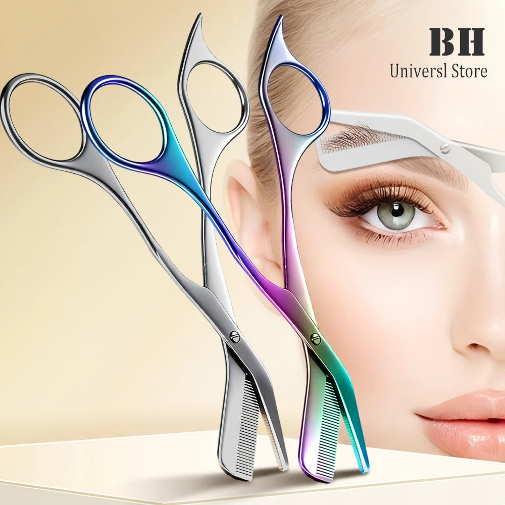1Pcs Eyebrow Trimmer Scissors with Combs Eyebrow Trimming Scissors with Comb 2-in-1 Eyebrow Scissors Grooming Tool