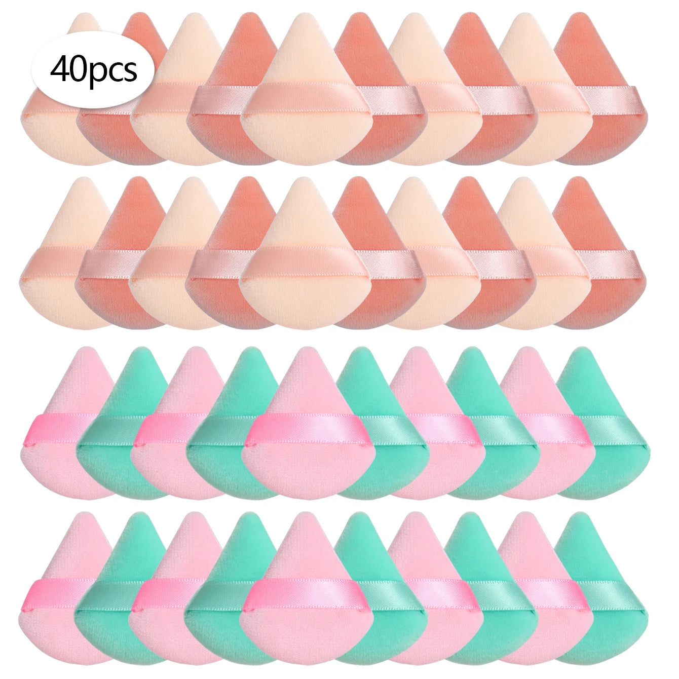 Mini Triangular Powder Puff 40-80Pcs, Apply Loose Powder by Gently Pressing It onto the Face to Achieve a Setting Effect