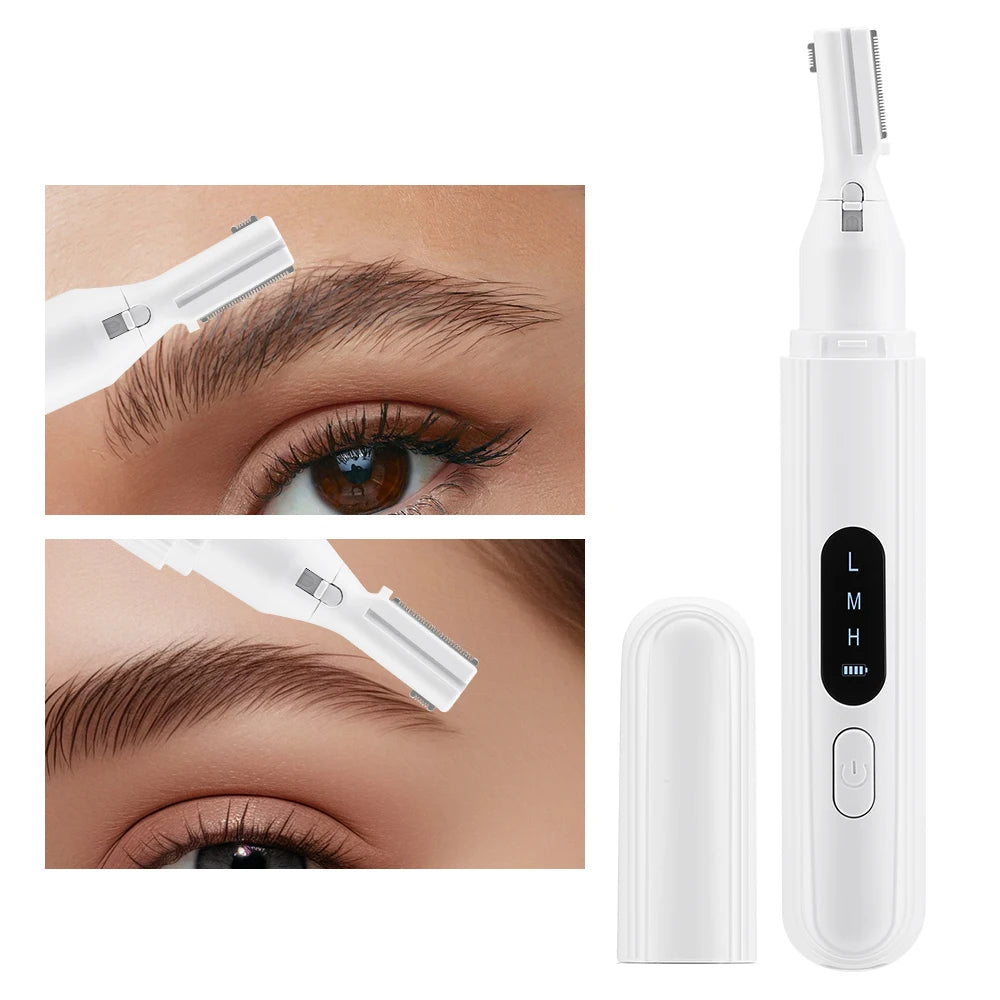 Electric Eyebrow Trimmer Rechargeable Mini Eyebrow Scraper Precision Facial Hair Trimmer Eyebrow Razor Dual-Blade Grooming Tool