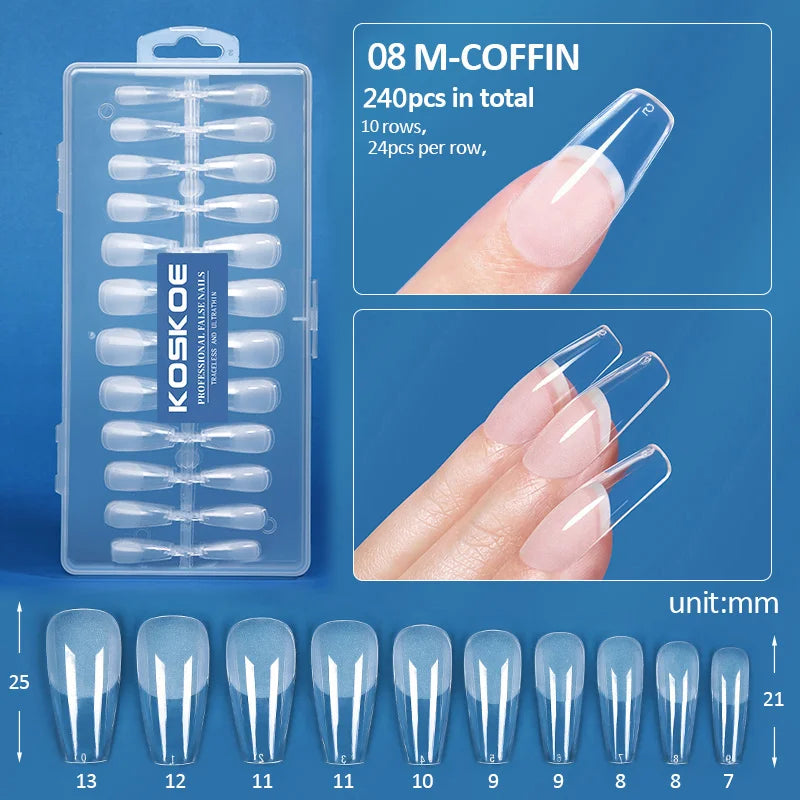 300/240pcs Matte Soft Gel Tips Short Almond Fake Nail Tips Nails Set Press On False Nail Full Cover Short Almond Nail Capsules
