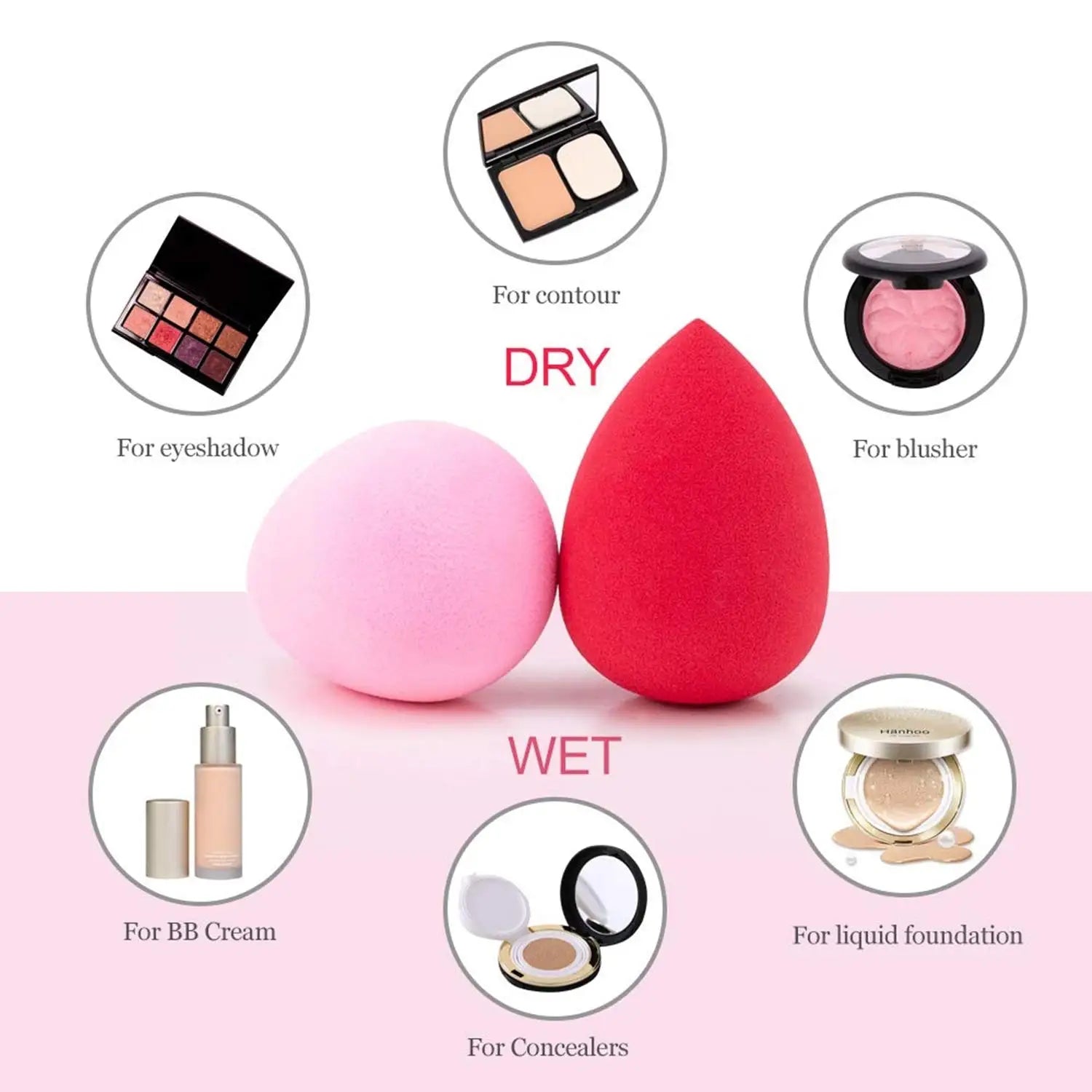 8 Pcs Makeup Sponges Set Blender Beauty Foundation Blending Sponge, Flawless for Liquid, Cream and Powder for Dry/Wet Use ﻿