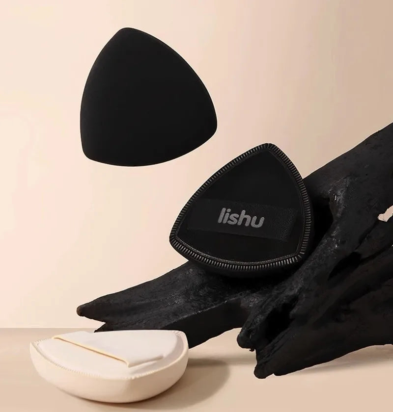Lishu Black Air Cushion Foundation Puff High Elastic Soft Do Not Eat Powder Makeup Blender Applicator Sponge Wet Dry Dual Use