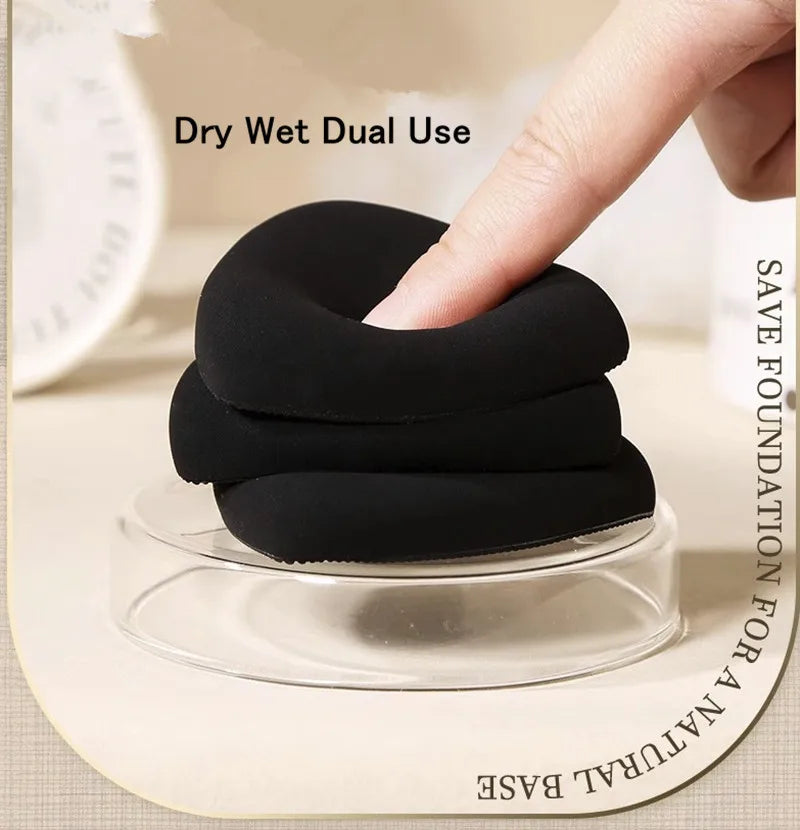 Lishu Black Air Cushion Foundation Puff High Elastic Soft Do Not Eat Powder Makeup Blender Applicator Sponge Wet Dry Dual Use