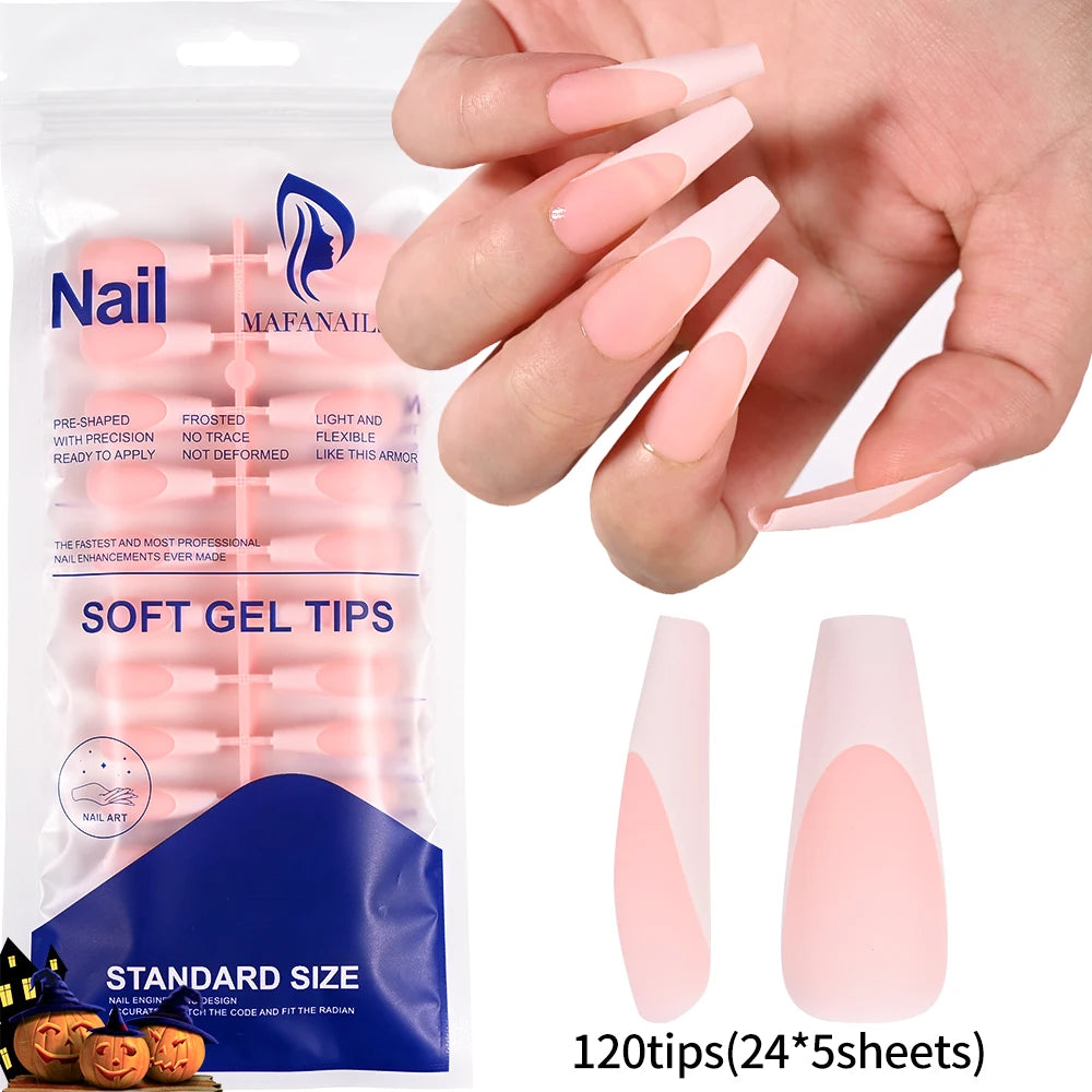 120/240Pcs Short Square Press On Nails Summer Colorful French Tip Fake Nails Extension Wearable Full Cover False Nails for Girls