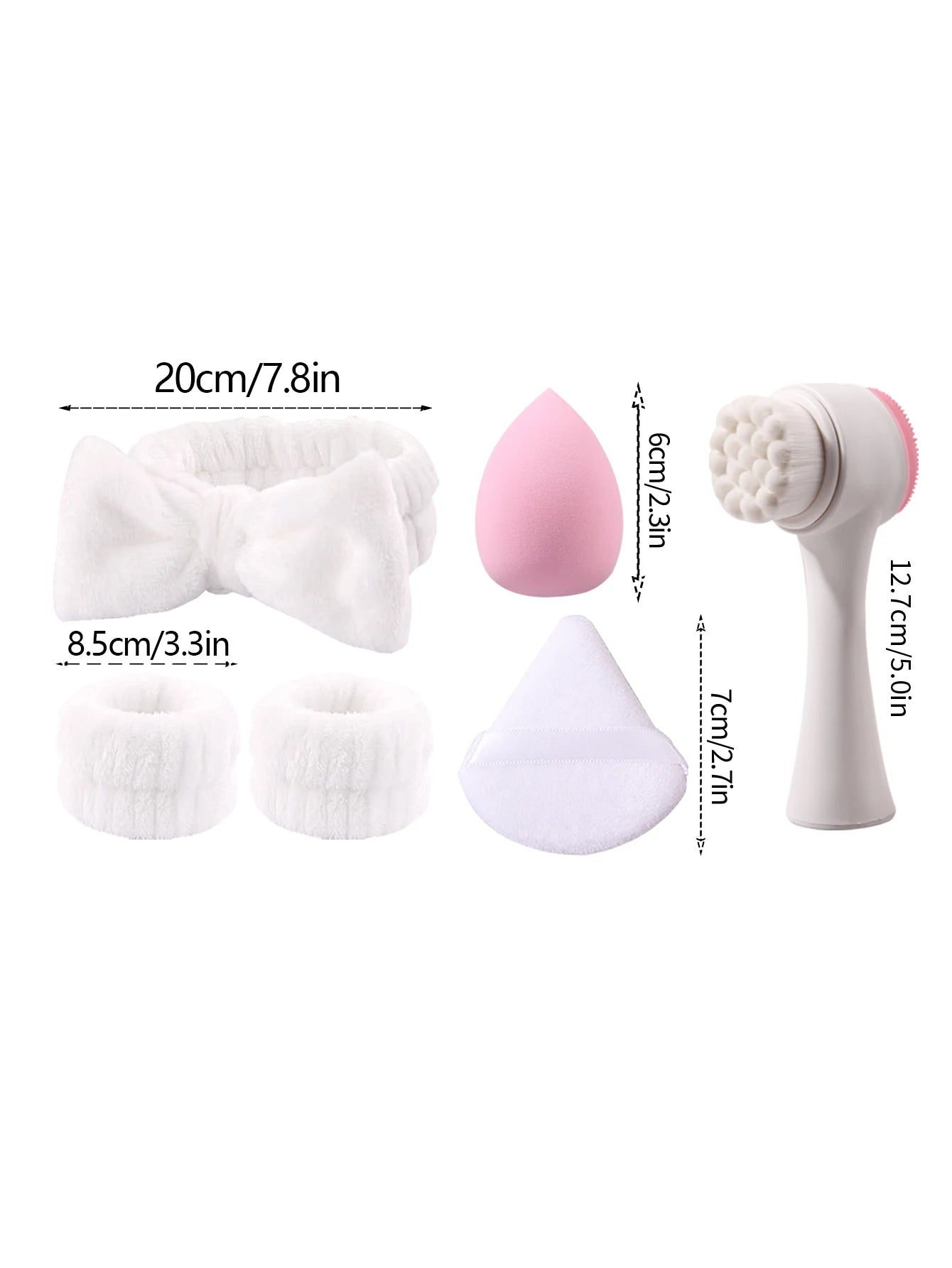 6PCS Super Practical makeup Powder puff Cleansing Set: Soft hair band, wrist band, face brush + Fine sponge egg powder puff