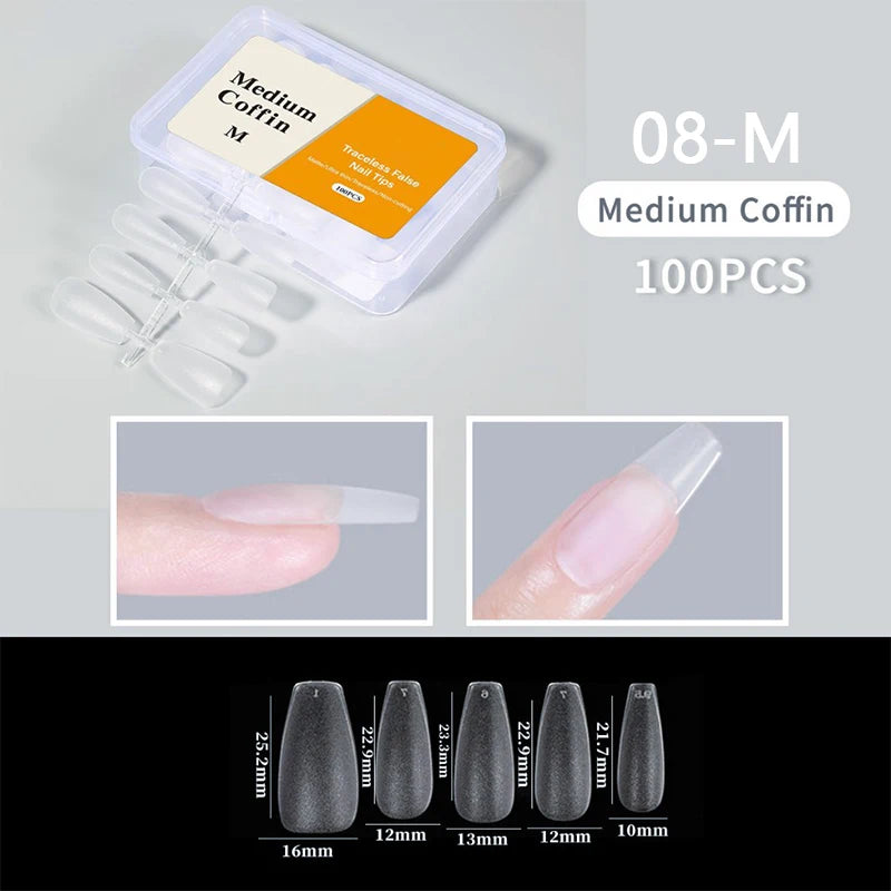 300pcs/box Transparent Fake Nail Acrylic Tips Soft Gel Full Matte Finish Nail Gel French Ballerinas Capsules Press On  Tips