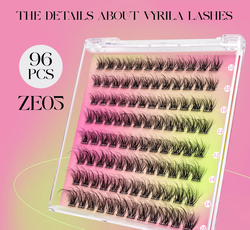 VYRILA Self Adhesive Cluster Lashes Glue-Free DIY Individual Eyelash Extension Natural Soft Lashes No Glue Needed Segmented Lash