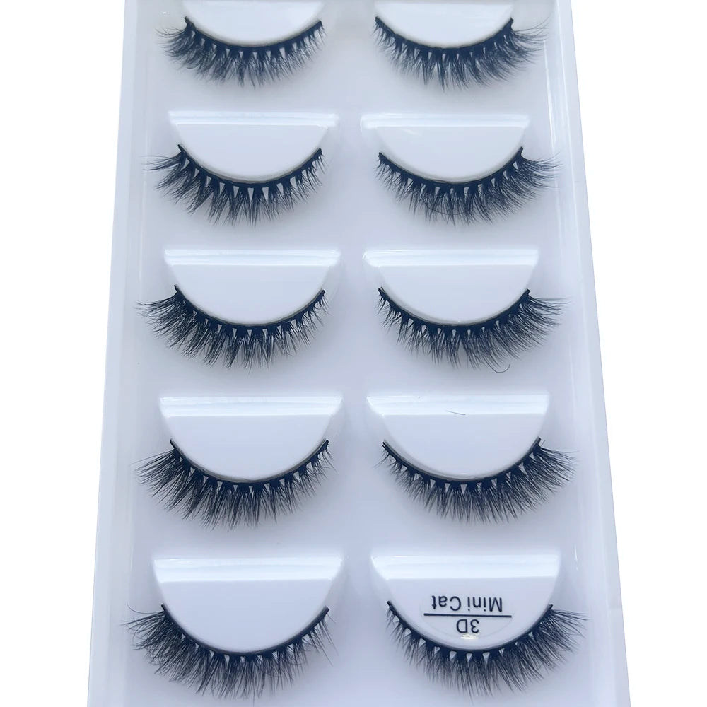 New 5 Pairs Natural 3D False Eyelashes Makeup Mink Eyelash Fake Eye Lashes Faux Cils Make Up Beauty Maquillaje Tools H13 Cat